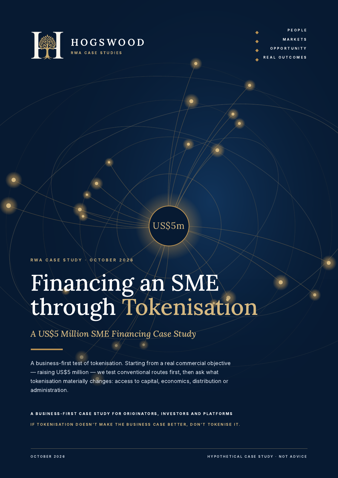 Original cover of Financing an SME through Tokenisation, a hypothetical Hogswood RWA Case Study, October 2026